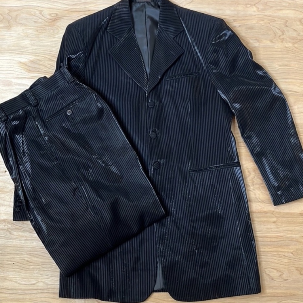 Black Velvet Corduroy Suit Men’s Vintage Falcone Altered for Women Size Small